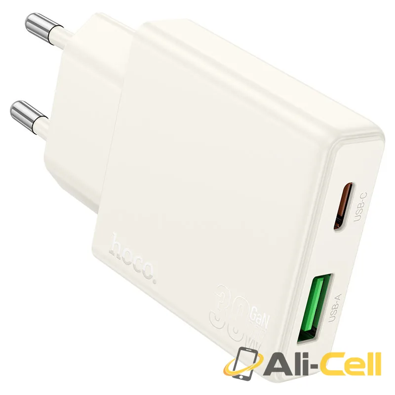 Wall charger “N45 Biscuit” PD30W + QC3.0 EU cable set (N45 Moonlight White, Single)