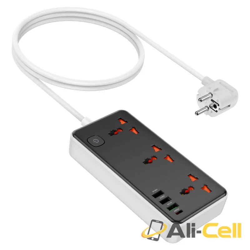 Power strip “AC8A Storm” PD30W + QC3.0 + 3 sockets EU (Ac8a Black) — 3