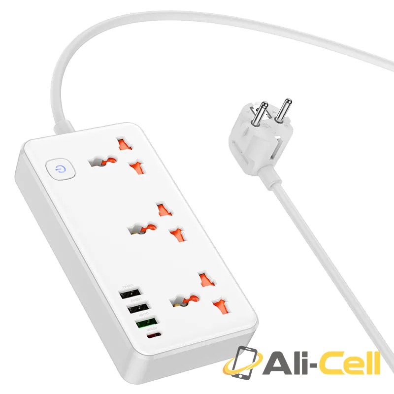 Power strip “AC8A Storm” PD30W + QC3.0 + 3 sockets EU (Ac8a White) — 4