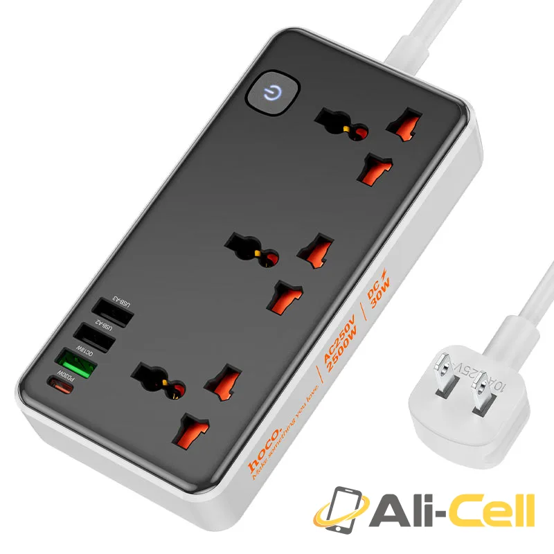 Power strip “AC8 Storm” PD30W + QC3.0 + 3 sockets US (Ac8 Black)