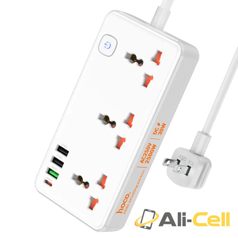 Power strip “AC8 Storm” PD30W + QC3.0 + 3 sockets US (Ac8 Black) — 2