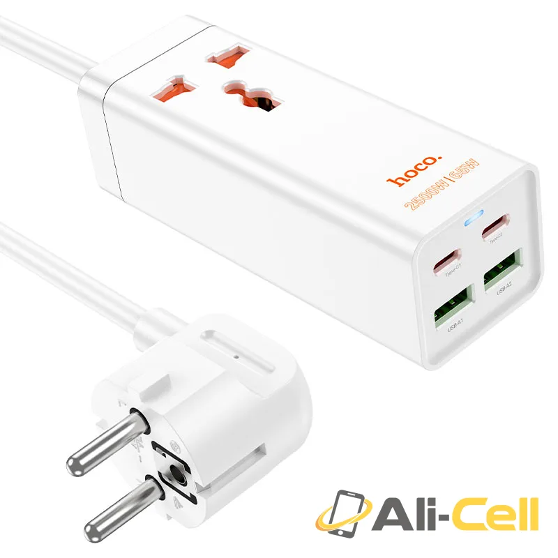 Power strip “AC10A Barry” PD65W GaN + QC3.0 + 1 socket EU (Ac10a White)