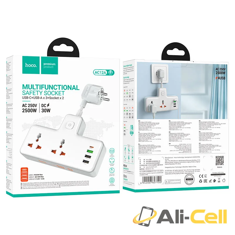 Power strip “AC12A Reise” PD30W + QC3.0 + 2 sockets EU (Ac12a White) — 8