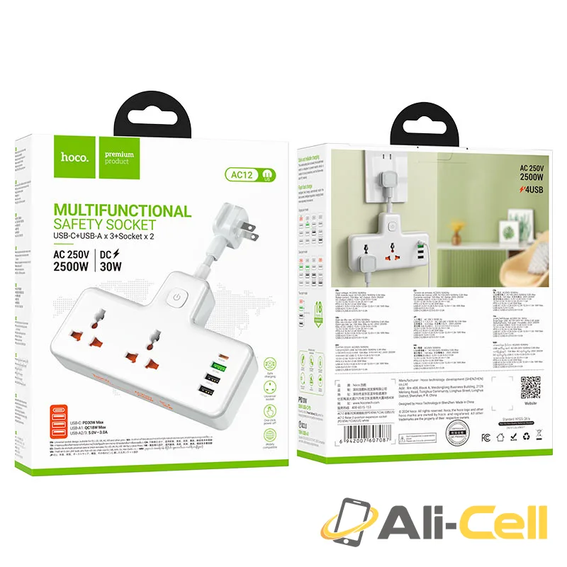 Power strip “AC12 Reise” PD30W + QC3.0 + 2 sockets US (Ac12 White) — 8