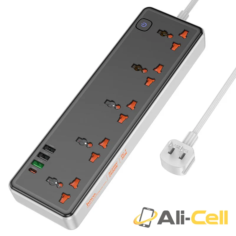 Power strip “AC14 Rico” PD30W + QC3.0 + 5 sockets US (Ac14 Black)
