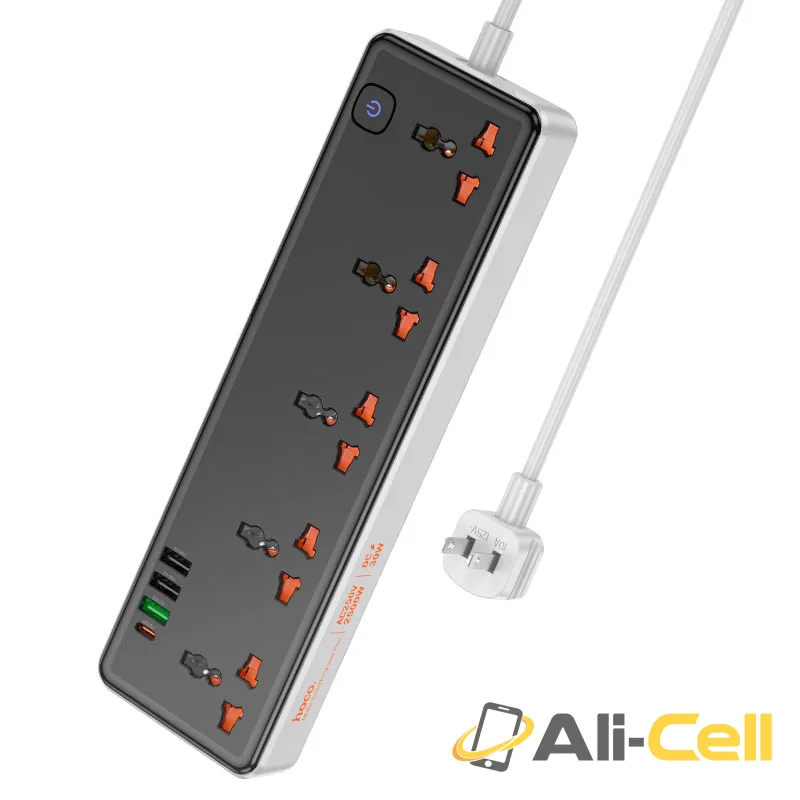 Power strip “AC14 Rico” PD30W + QC3.0 + 5 sockets US (Ac14 Black) — 2
