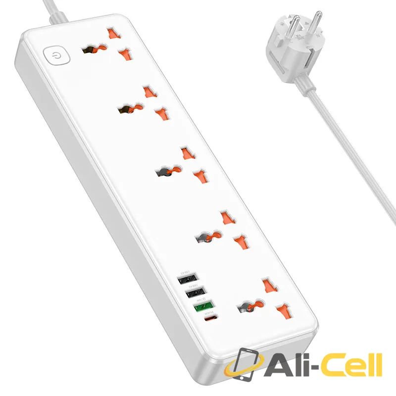 Power strip “AC14A Rico” PD30W + QC3.0 + 5 sockets EU (Ac14a White) — 4