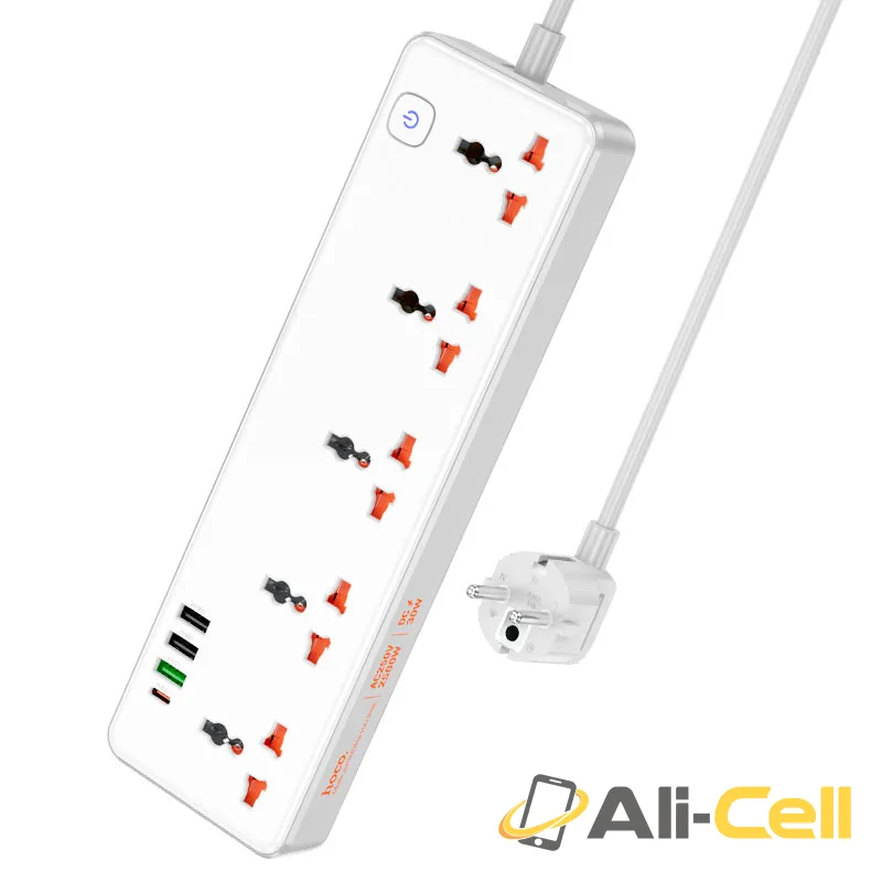 Power strip “AC14A Rico” PD30W + QC3.0 + 5 sockets EU (Ac14a Black) — 2