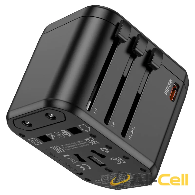 Conversion charger “AC15 Walker” PD20W EU / US / UK / AU (Ac15 Black) — 2