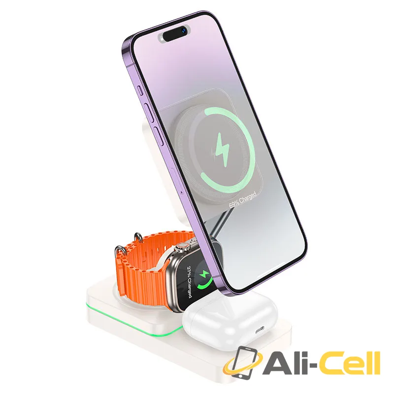Wireless charger “CQ10 Consuelo” folding 3-in-1 (Cq10 Milky White)