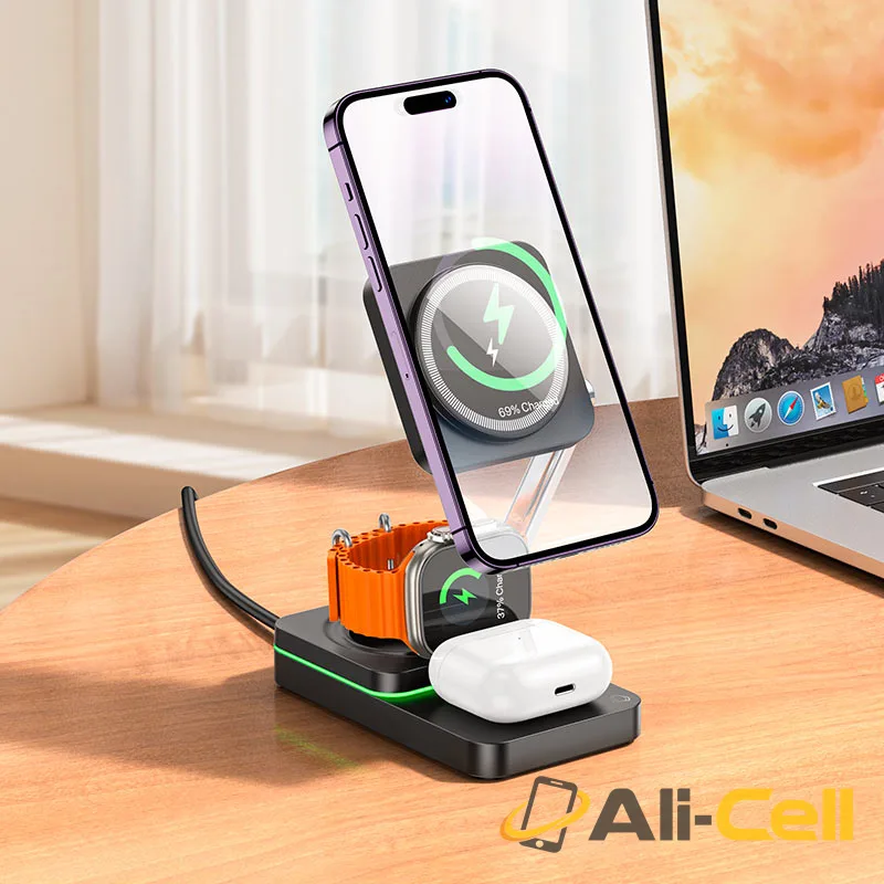 Wireless charger “CQ10 Consuelo” folding 3-in-1 (Cq10 Milky White) — 7
