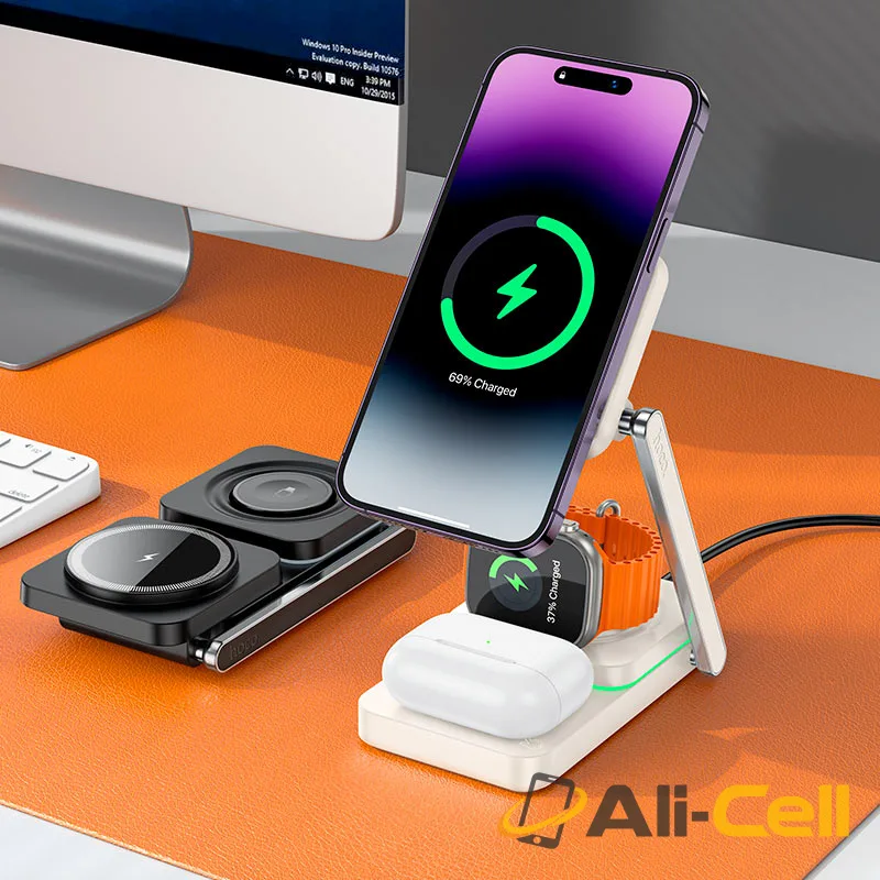 Wireless charger “CQ10 Consuelo” folding 3-in-1 (Cq10 Milky White) — 8