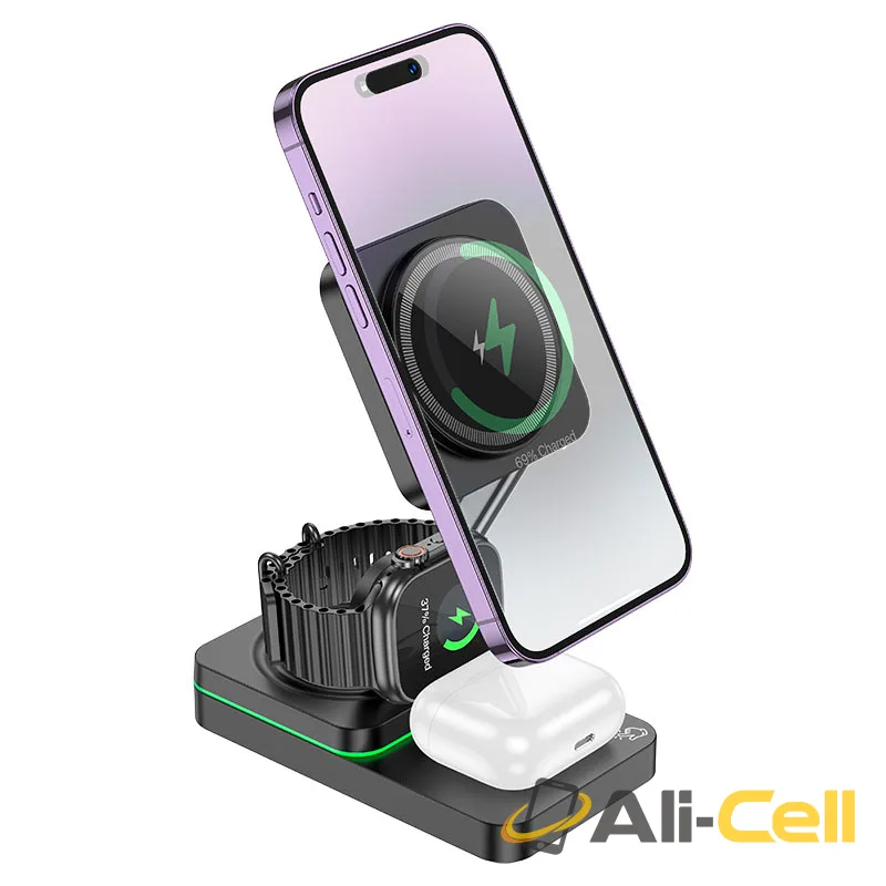 Wireless charger “CQ10 Consuelo” folding 3-in-1 (Cq10 Black)
