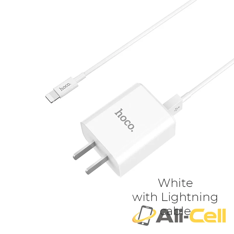 Wall charger “C62 Victoria” dual USB port 3C set with cable (CN, Set With Lightning Cable)