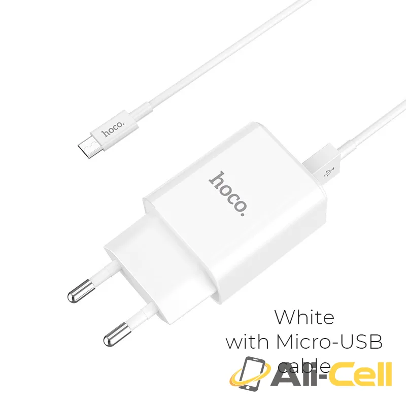 Wall charger “C62A Victoria” dual USB port EU set with cable (Set With Micro Usb Cable)