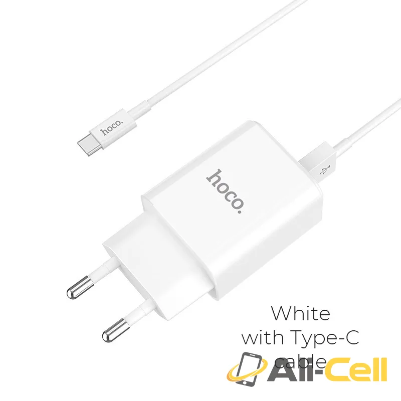 Wall charger “C62A Victoria” dual USB port EU set with cable (Set With Type C Cable)