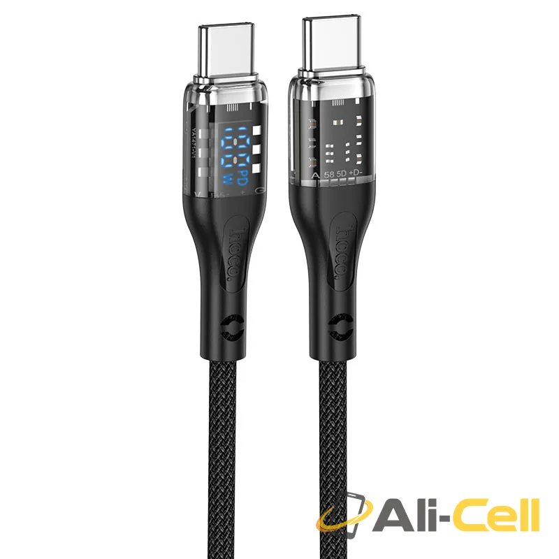 Cable Type-C to Type-C “U115 Transparent Discovery Edition” 100W fast charge (U115 100w Tc Tc Black, 1.2m)