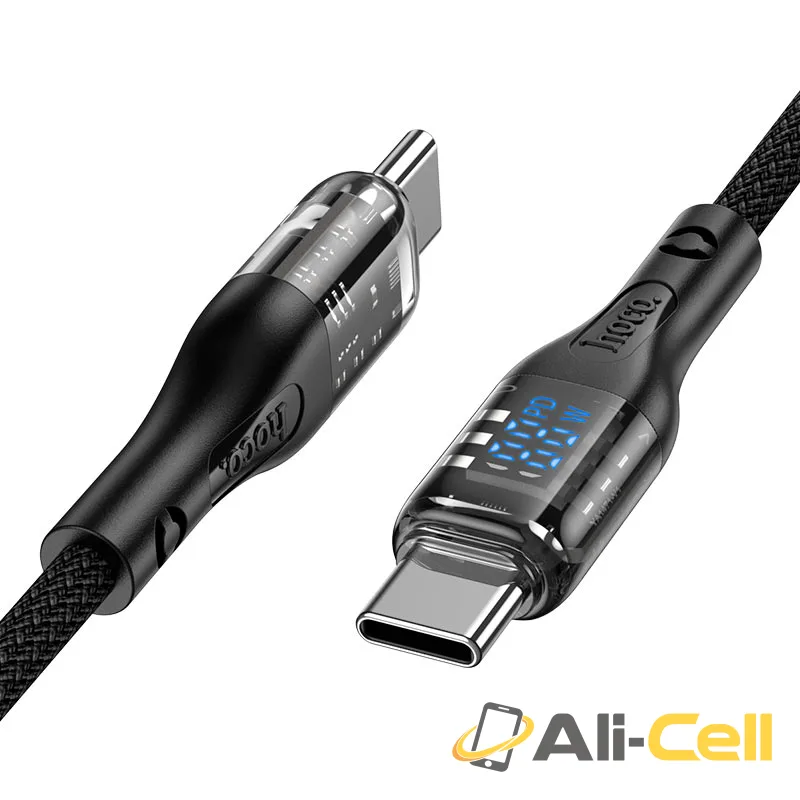 Cable Type-C to Type-C “U115 Transparent Discovery Edition” 100W fast charge (U115 100w Tc Tc Grey, 1.2m) — 2