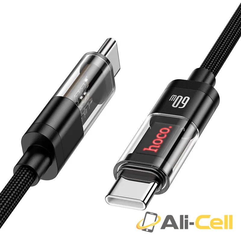 Cable Type-C to Type-C “U116 Transparent Discovery Edition” 60W fast charge (U116 60w Tc Tc Black, 1.2m) — 2