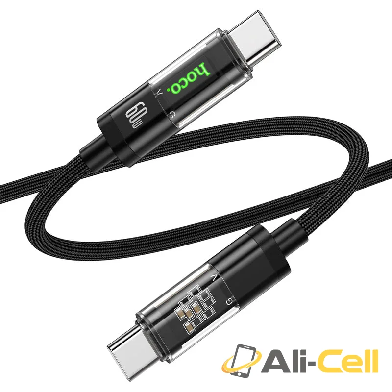 Cable Type-C to Type-C “U116 Transparent Discovery Edition” 60W fast charge (U116 60w Tc Tc Black, 1.2m) — 3