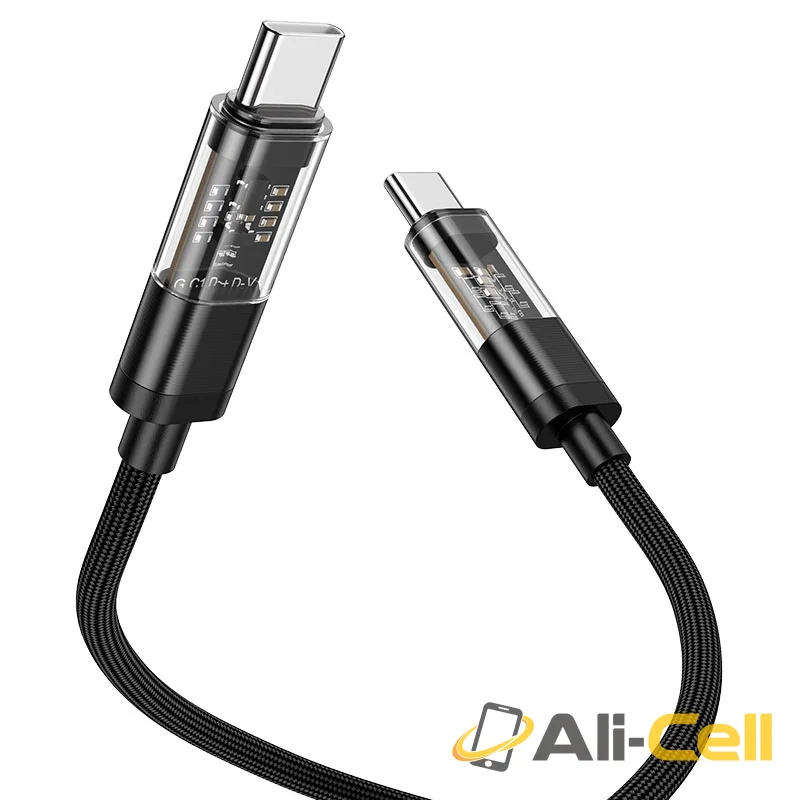 Cable Type-C to Type-C “U116 Transparent Discovery Edition” 60W fast charge (U116 60w Tc Tc Black, 1.2m) — 4