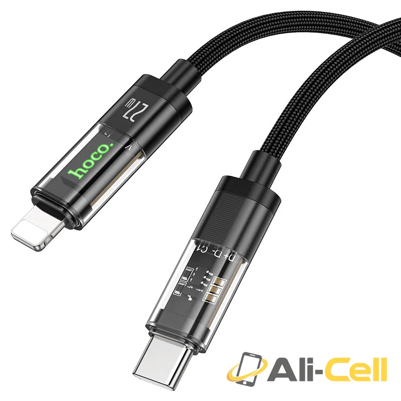 Cable Type-C to Lightning “U116 Transparent Discovery Edition” 27W fast charge (U116 Pd Tc Ltn Black, 1.2m) — 2