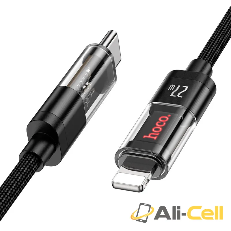 Cable Type-C to Lightning “U116 Transparent Discovery Edition” 27W fast charge (U116 Pd Tc Ltn Black, 1.2m) — 3