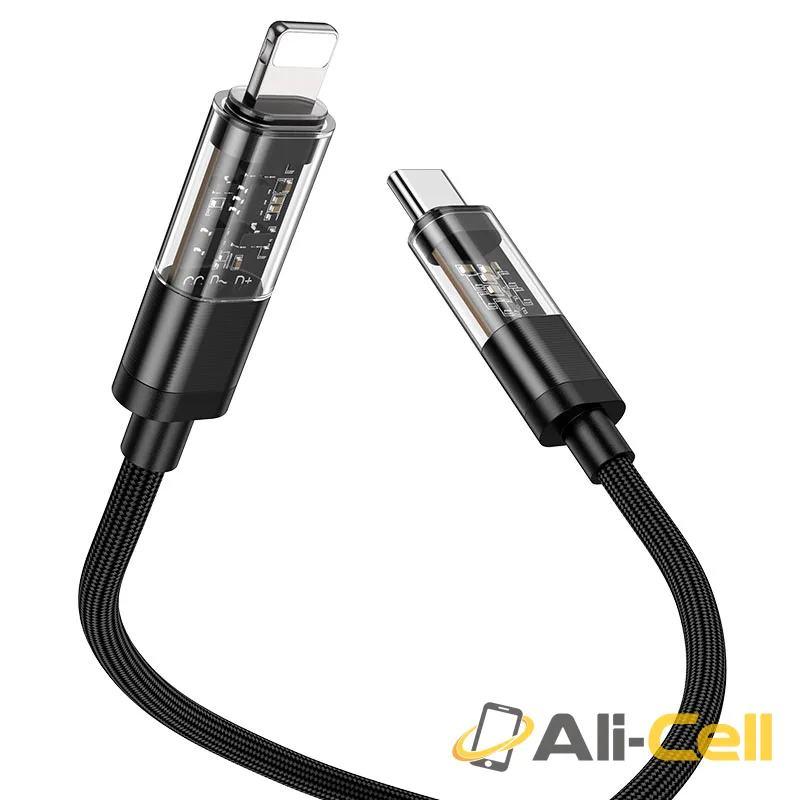 Cable Type-C to Lightning “U116 Transparent Discovery Edition” 27W fast charge (U116 Pd Tc Ltn Black, 1.2m) — 5