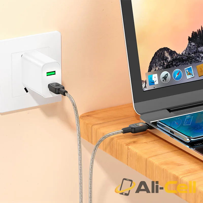 Cable Type-C to Type-C “U124 Stone” PD 60W fast charge (U124 60w Tc Tc Grey, 1.2m) — 7