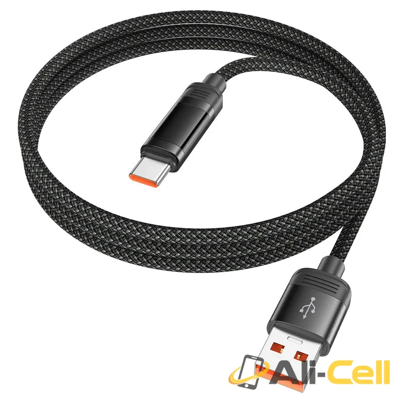 Cable USB to Type-C “U126 Lantern” 5A fast charge (U126 5a Usb Tc Black, 1.2m) — 5