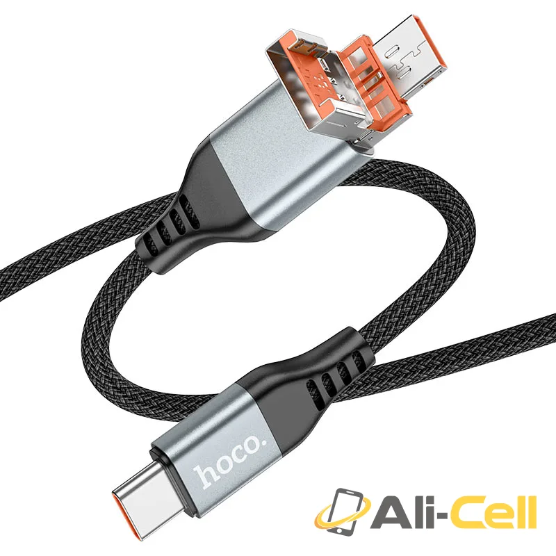 Cable USB / Type-C to Type-C “U128 Viking” PD 60W fast charge (U128 2in1 Tc Black, 1.2m) — 2