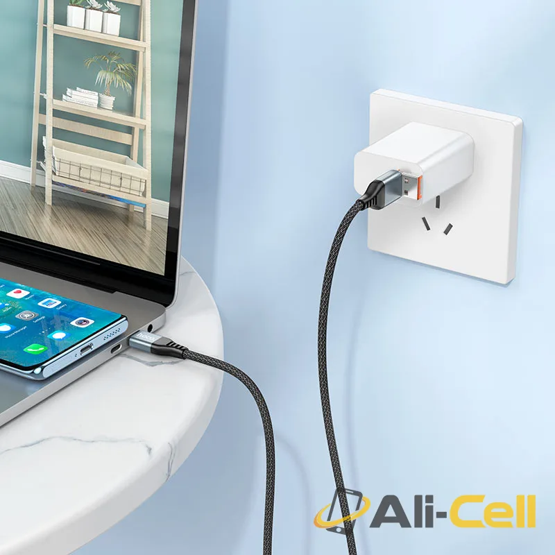 Cable USB / Type-C to Type-C “U128 Viking” PD 60W fast charge (U128 2in1 Tc Black, 1.2m) — 8
