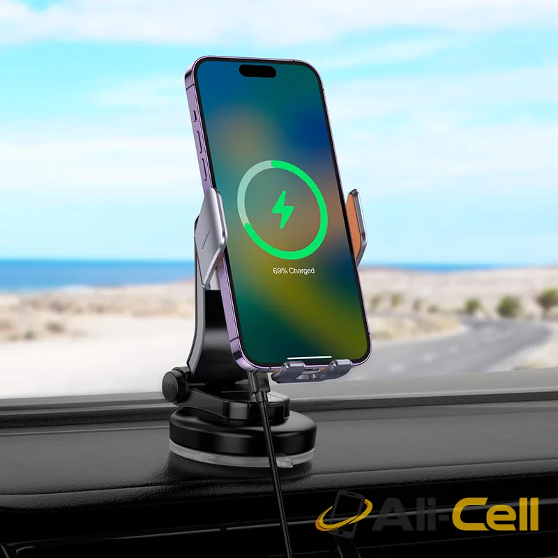 Car wireless charger “HW8” for dashboard (Hw8 Metal Grey) — 7