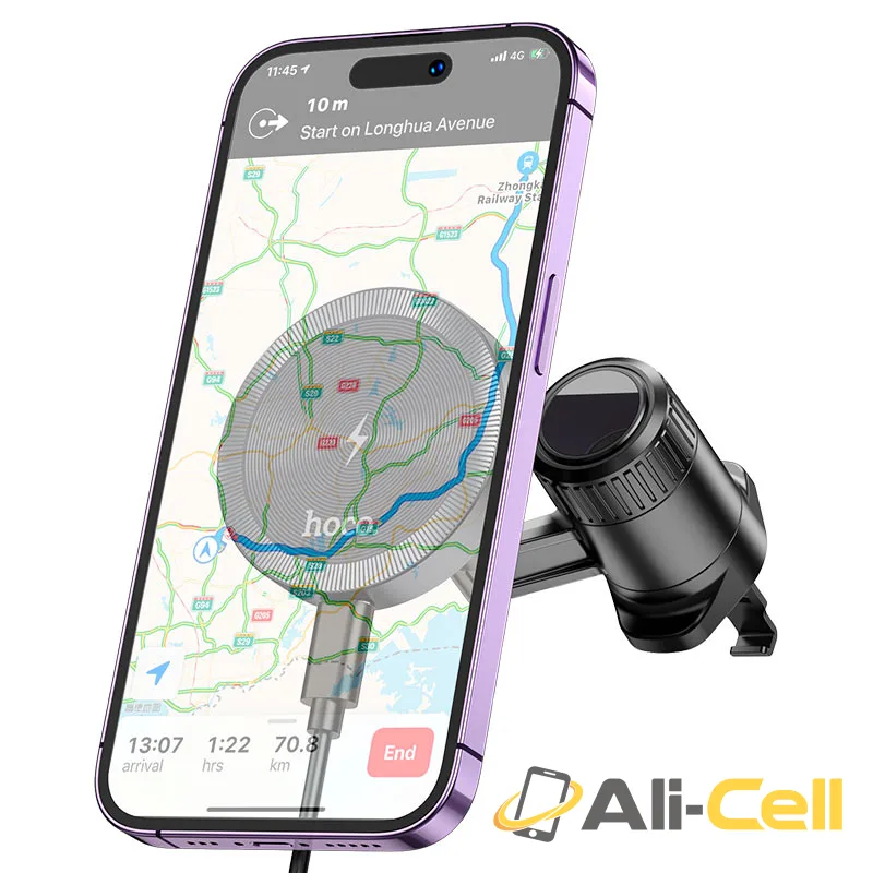 Car wireless charger “HW6 Vision” for air outlet (Hw6 Black Metal Grey) — 4