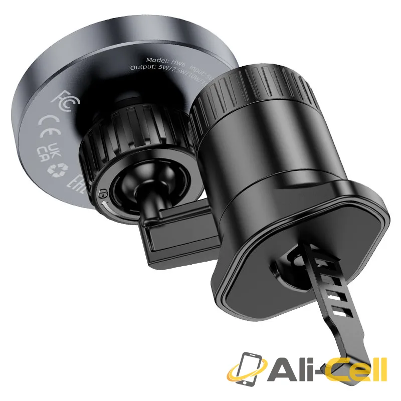 Car wireless charger “HW6 Vision” for air outlet (Hw6 Black Metal Grey) — 5