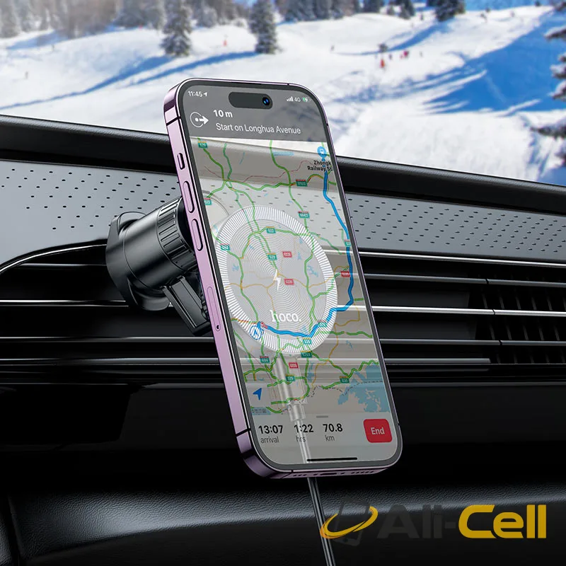 Car wireless charger “HW6 Vision” for air outlet (Hw6 Black Metal Grey) — 7