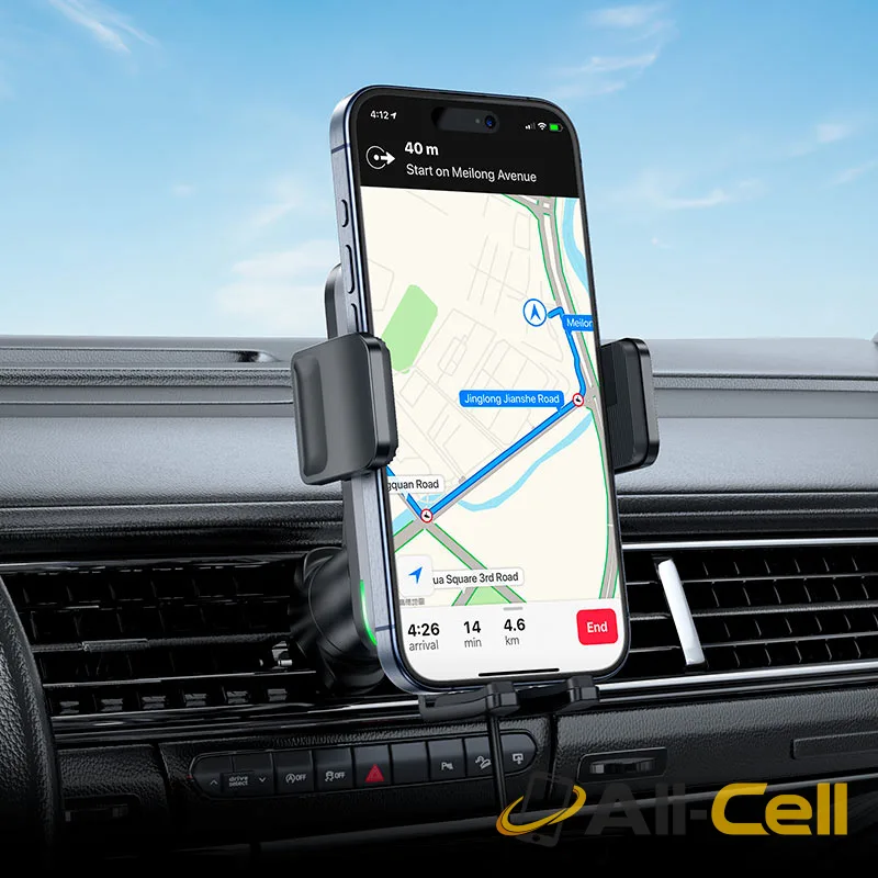 Car wireless charger “HW13 Speed” for air outlet (Hw13 Black Metal Grey) — 7