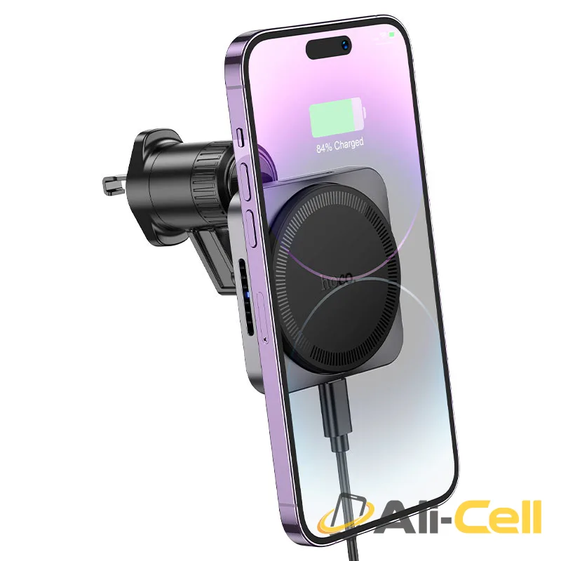 Car wireless charger “HW15 Speed” for air outlet (Hw15 Black Metal Grey) — 3