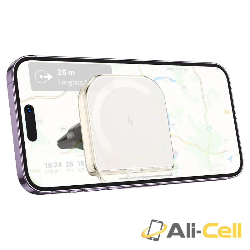 Car wireless charger “HW17 Crystal” for air outlet (Hw17 White) — 4