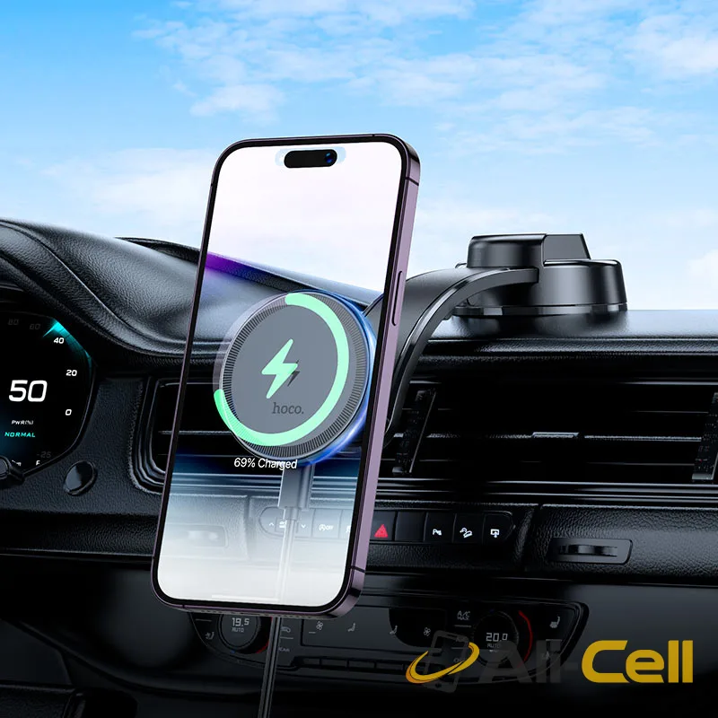 Car wireless charger “HW25 Neon” for dashboard (Hw25 Black) — 8