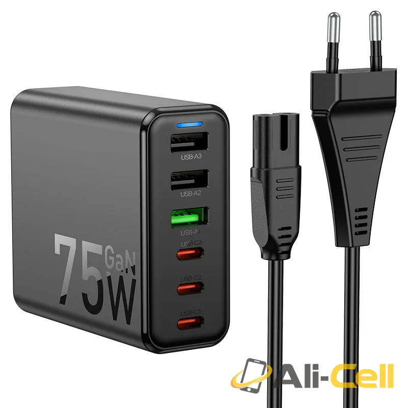 Charging station “C133A Earl” 75W PD45W + QC3.0 EU (C133a Black)