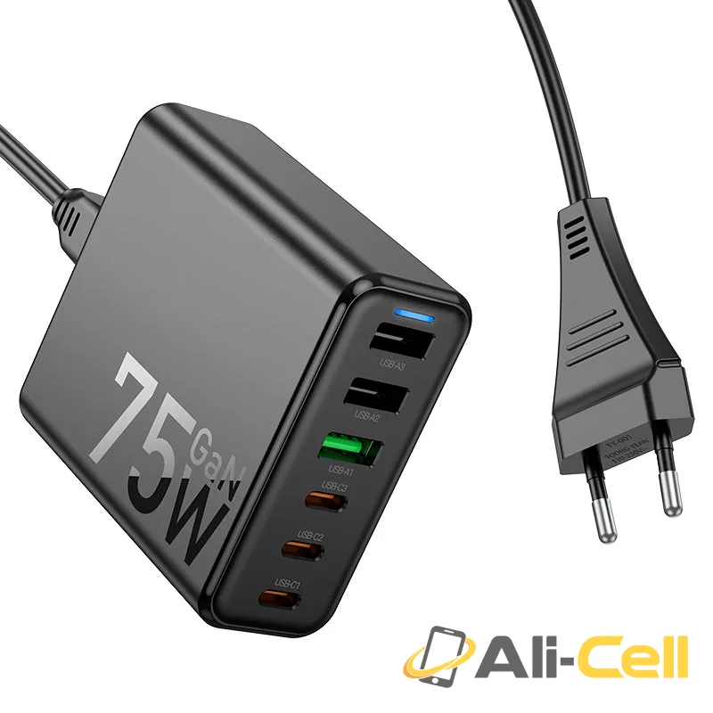 Charging station “C133A Earl” 75W PD45W + QC3.0 EU (C133a Black) — 3