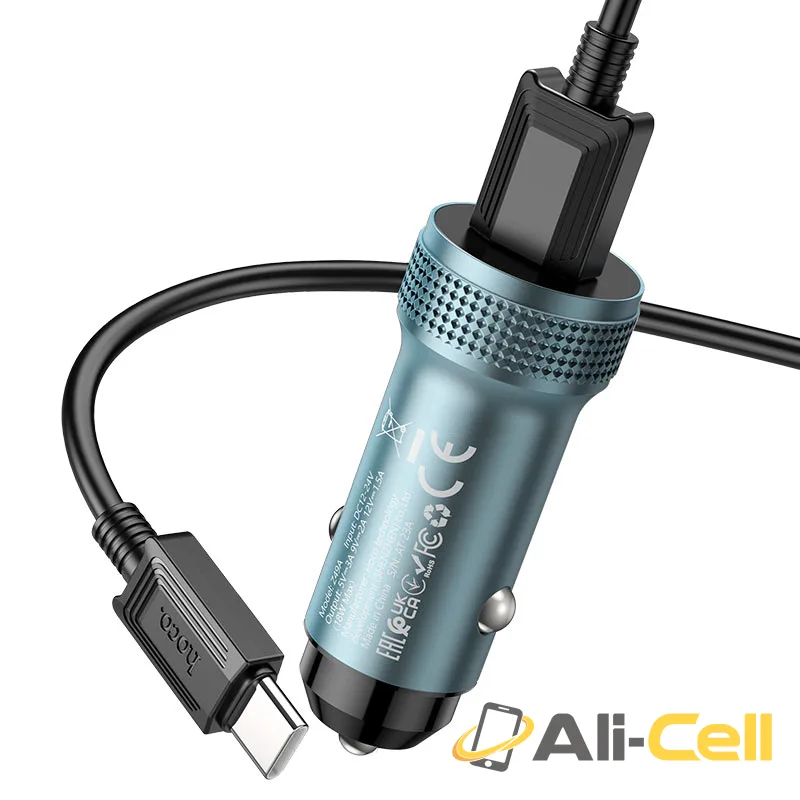 Car charger “Z49A Level” 18W cable set (Z49a Set Usb Tc Black, Set With Type C Cable) — 5