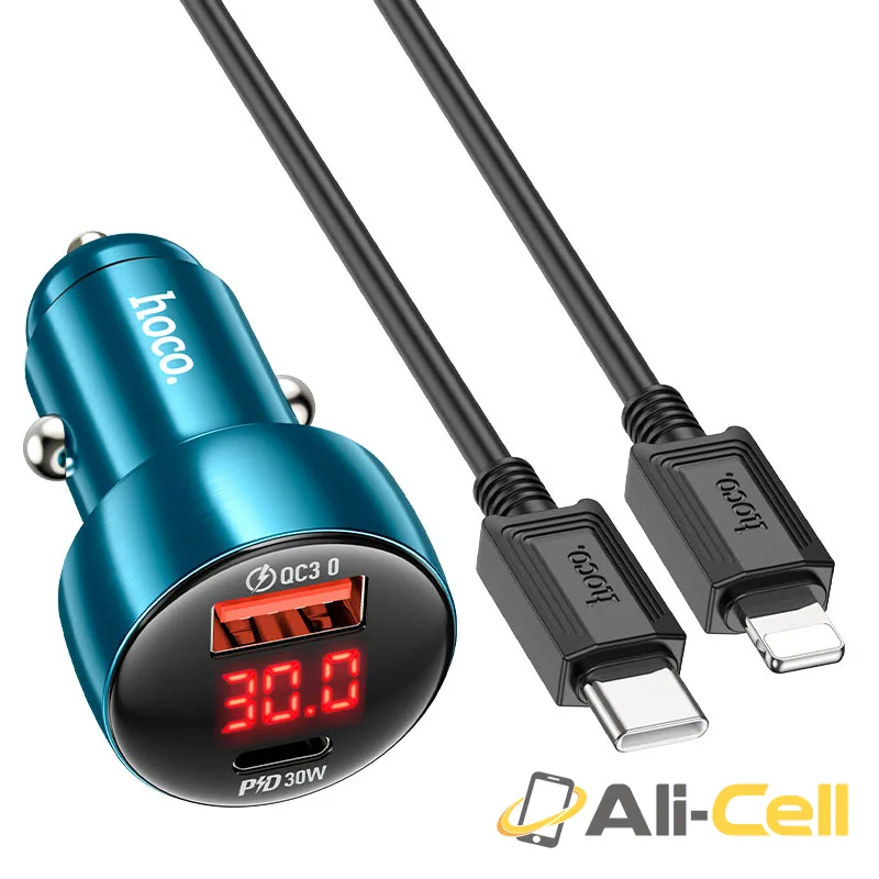 Car charger “Z50 Leader” 48W cable set (Z50 Set Tc Ltn Sapphire Blue, Set With Type C To Lightning Cable)