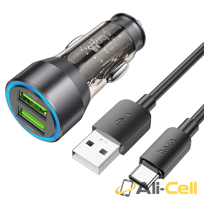 Car charger “NZ12 Prosperity” 36W cable set (Nz12 Set Usb Tc Transparent Black, Set With Type C Cable)