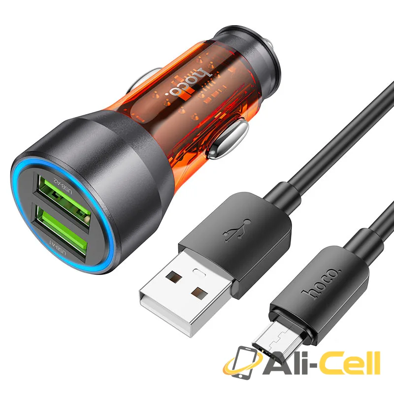 Car charger “NZ12 Prosperity” 36W cable set (Nz12 Set Usb Musb Transparent Orange, Set With Micro Usb Cable)