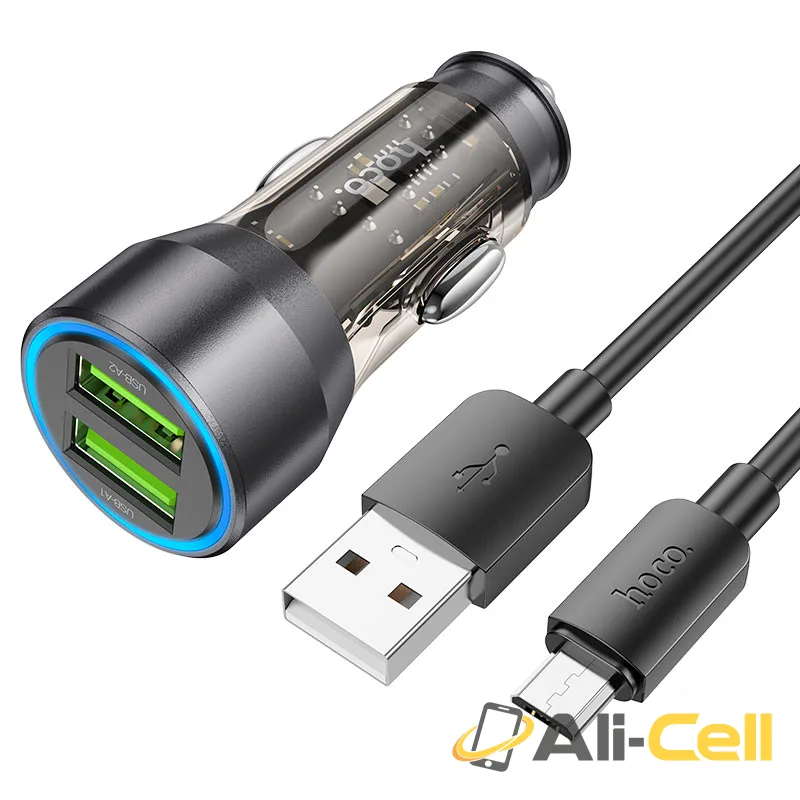 Car charger “NZ12 Prosperity” 36W cable set (Nz12 Set Usb Musb Transparent Black, Set With Micro Usb Cable)