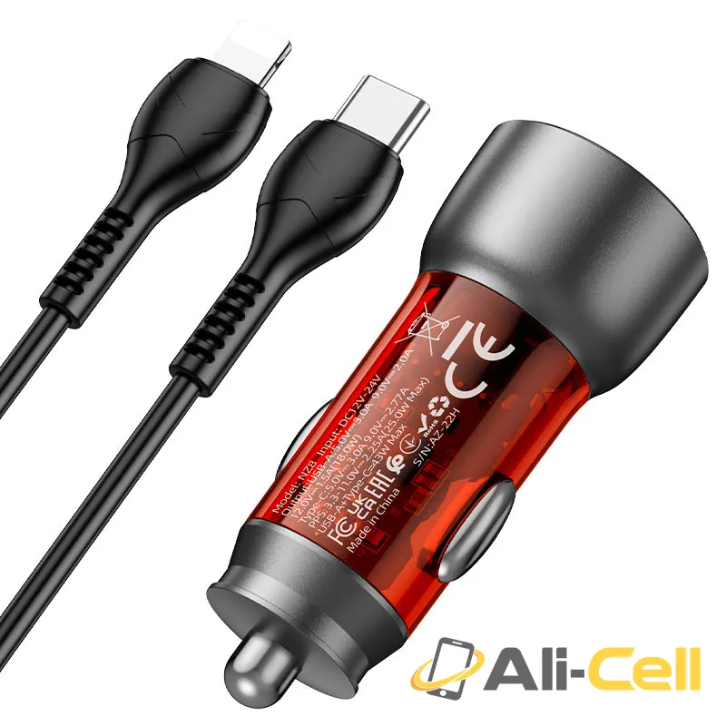 Car charger “NZ8 Sprinter” 43W cable set (Nz8 Set Tc Ltn Brown, Set With Type C To Lightning Cable) — 4