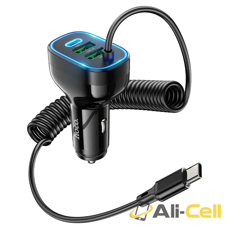 Car charger “NZ11A Guide” PD30W with cable (Nz11a Ltn Black, Built In Lightning Wire) — 2