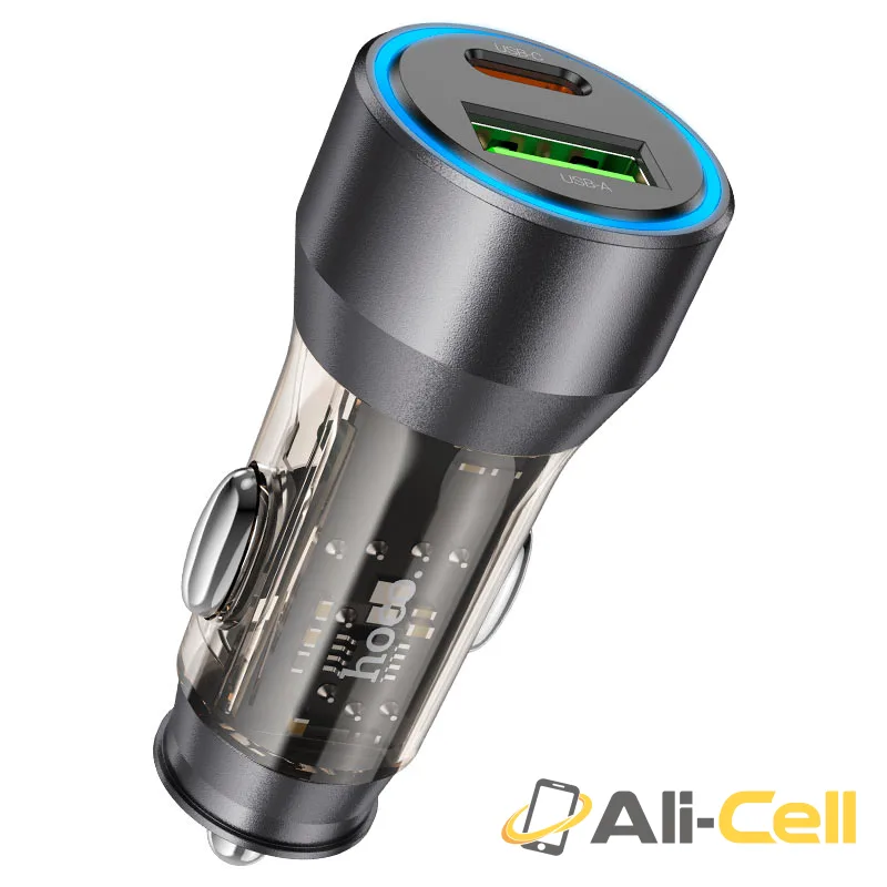 Car charger “NZ12A Action” 43W cable set (Nz12a Set Tc Tc Transparent Black, Set With Type C To Type C Cable) — 2